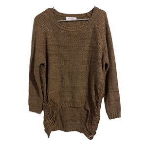 Tan sweater with distressed bottom